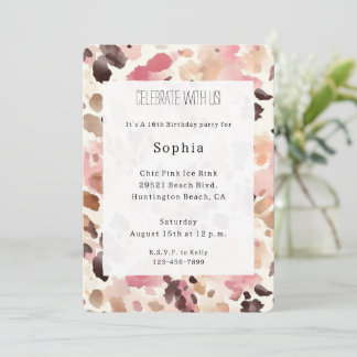 Rosa Creme Brown Leopard Geburtstag Einladung