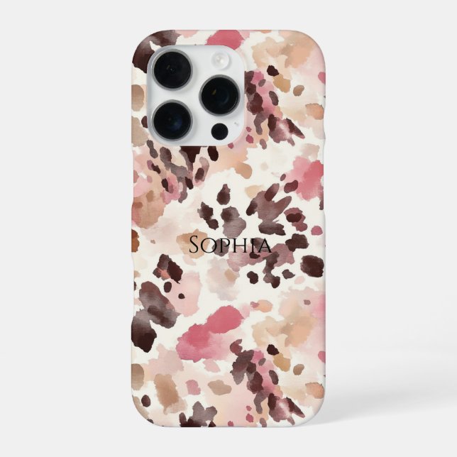 Rosa Creme Brown Leopard iPhone Hülle (Rückseite)