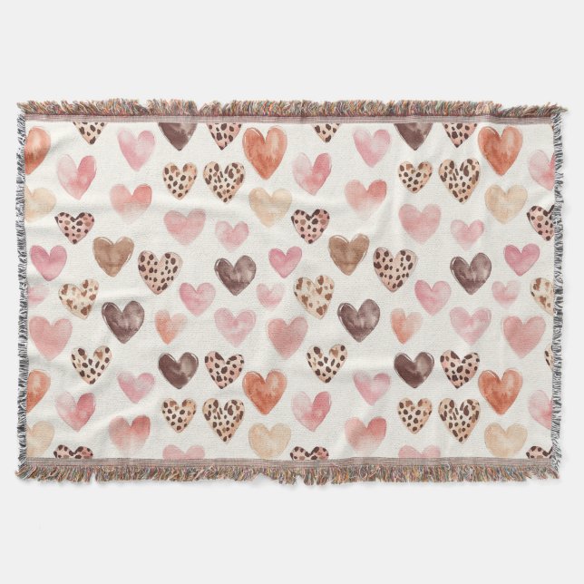 Rosa Creme Cowgirl-Herzen   Decke (Vorderseite)
