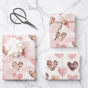 Rosa Creme Cowgirl Herzen Geburtstag Geschenkpapier Set