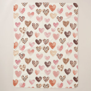 Rosa Creme Cowgirl-Herzen   Sherpadecke