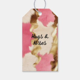 Rosa Creme Gold Cowhide Geschenkanhänger