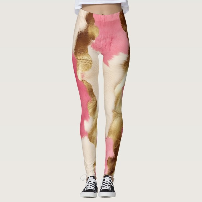 Rosa Creme Gold Cowhide Leggings (Vorderseite)