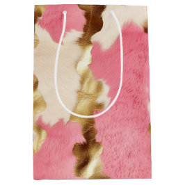 Rosa Creme Gold Cowhide Mittlere Geschenktüte