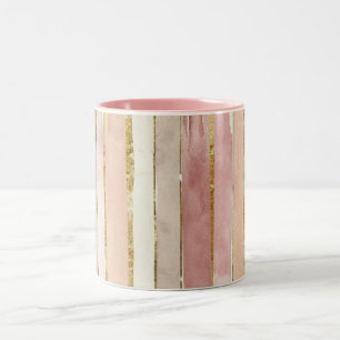 Rosa Creme Gold Röte Streifen Zweifarbige Tasse