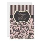 Rosa, Creme, grauer Damast Einladung gestrichen