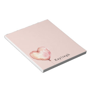 Rosa Creme-Herzballon Notizblock