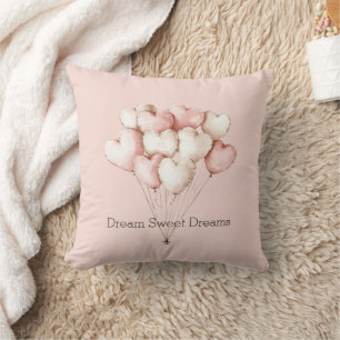 Rosa Creme Herzen Ballons   Kissen