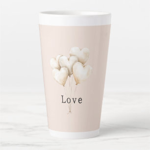 Rosa Creme Herzen Ballons Liebe Milchtasse
