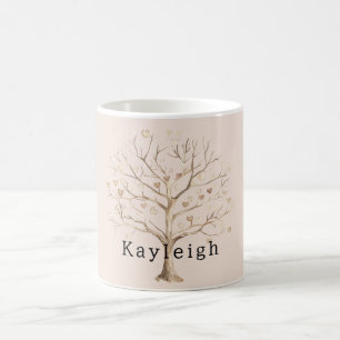 Rosa Creme Herzen Baum Kaffeetasse