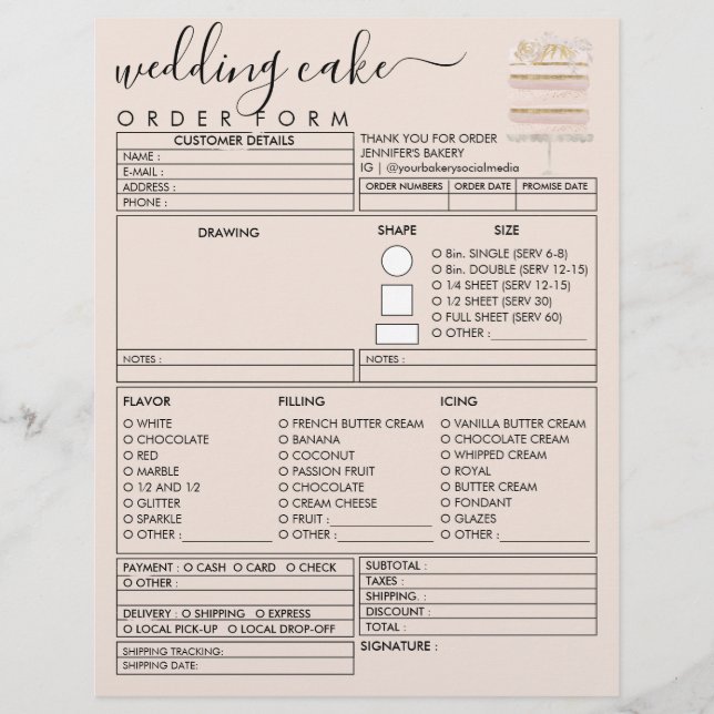 Rosa Creme Hochzeit Geburtstag Bäckerei Kuchen Bes Flyer (Vorne)