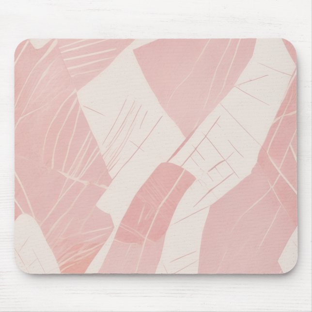 Rosa-creme modernes Batik-Muster Mousepad (Vorne)