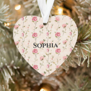 Rosa Creme Rose Blumenweihnachtsfest Ornament