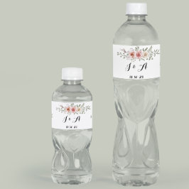 Rosa Creme Rose Grafisches Blumendesign Wasser Wasserflaschenetikett