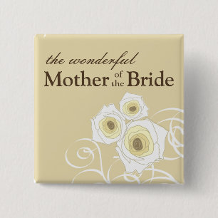 Rosa Creme Rosen Mutter der Braut Hochzeitsknopf Button
