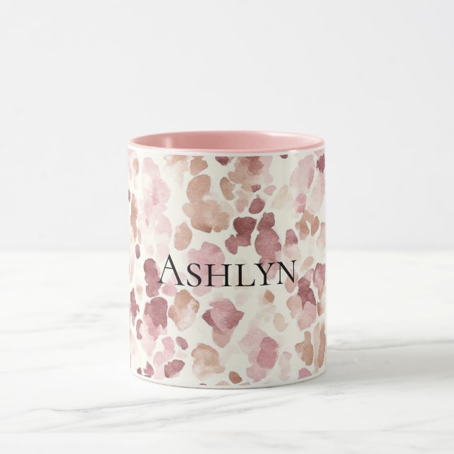 Rosa Creme Schokolade Braun Abstrakt Leopard Tier Tasse (Zentrum)