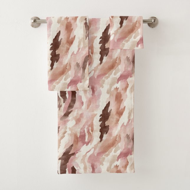 Rosa Creme Schokolade Braun Badhandtuch Set (Insitu)