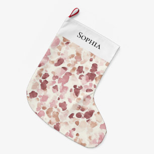Rosa Creme Schokolade Brown Leopard Weihnachten Großer Weihnachtsstrumpf