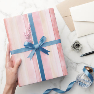 Rosa Creme Streifen Geburtstag Geschenkpapier