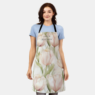 Rosa Creme-Tulpen Florales Brautbad Schürze