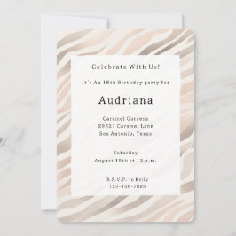 Rosa Creme Zebra Animal Print Birthday Einladung