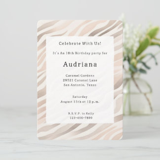 Rosa Creme Zebra Animal Print Birthday Einladung