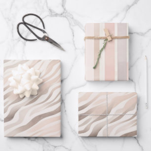 Rosa Creme Zebra Animal Print Birthday Geschenkpapier Set