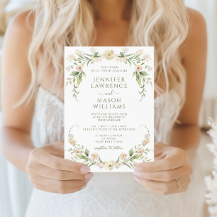 Rosa Cremige Florale Frühlings-Sommer-Hochzeit Einladung