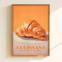 Rosa Croissant-Druck-Gebäckposter Minimalistische