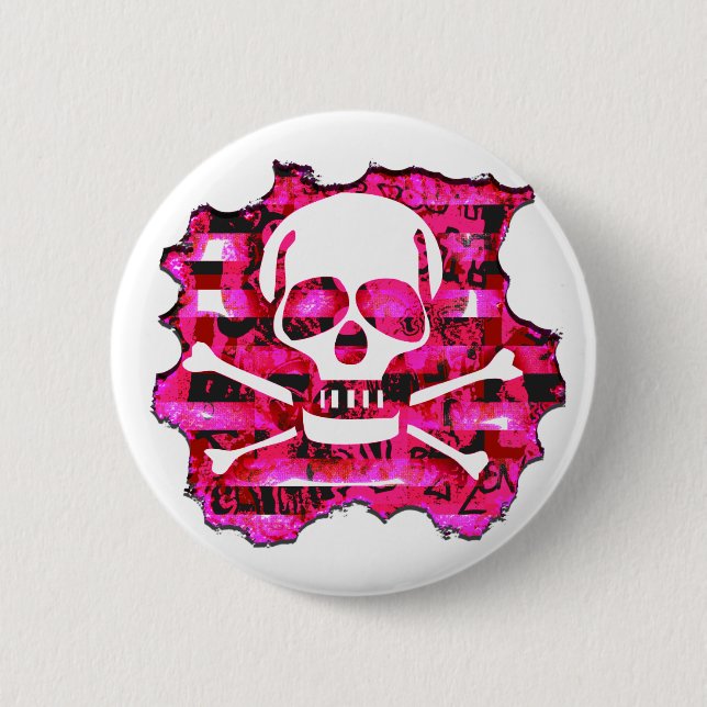 Rosa Crossbones Button (Vorderseite)