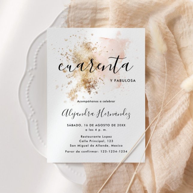 Rosa Cuarenta y Fabulosa Cumpleaños Einladung (Von Creator hochgeladen)