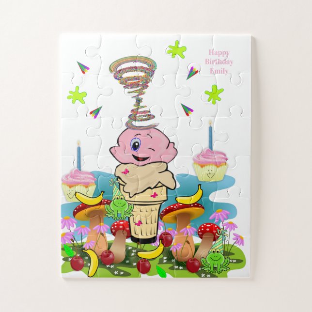 Rosa Cupcake Alles Gute zum Geburtstag Cupcake Puz Puzzle (Vertikal)