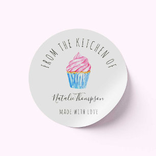 Rosa Cupcake aus der Küche von selbstgemachtem Bac Runder Aufkleber