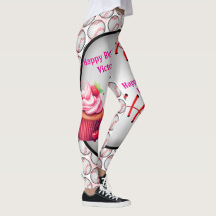 Rosa Cupcake Baseball Sport Geburtstagsleggings Leggings