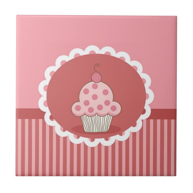 Rosa Cupcake-Design Fliese (Vorderseite)