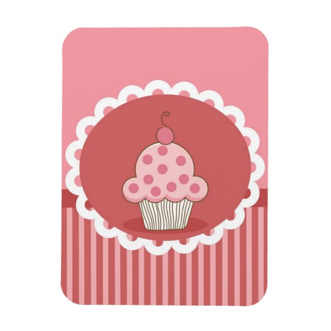 rosa Cupcake-Design Magnet (Vertikal)
