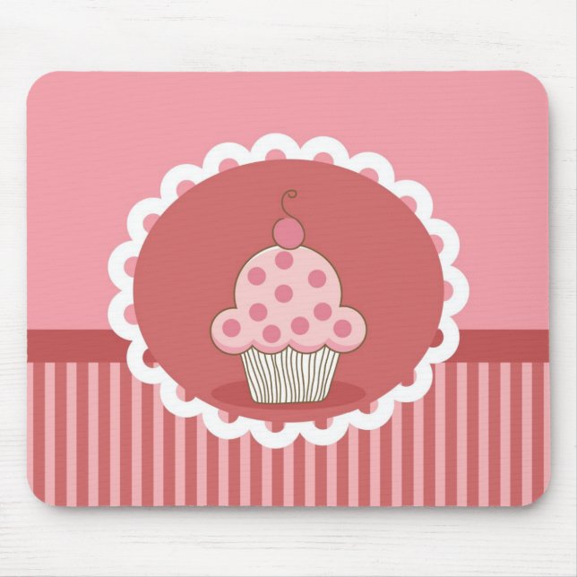 Rosa Cupcake-Design Mousepad (Vorne)