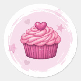 Rosa Cupcake-Feier-Aufkleber Runder Aufkleber