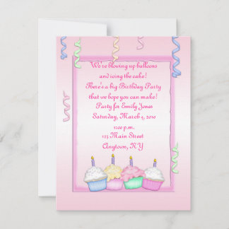 Rosa Cupcake Geburtstag Einladung