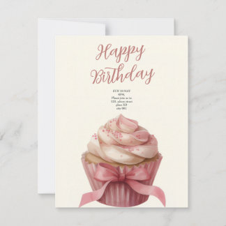 Rosa Cupcake-Geburtstagsfeier-Einladung Mitteilungskarte