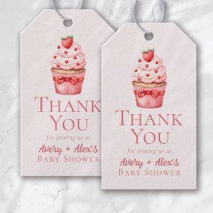 Rosa Cupcake-Herzen Baby Shower Danke Geschenkanhänger