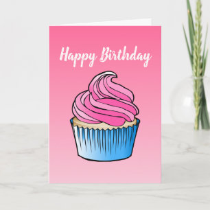 Rosa Cupcake-Klappgrußkarte zum Geburtstag Karte
