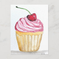 Rosa Cupcake mit Kirsche