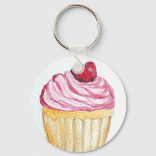 Rosa Cupcake mit Kirsche Schlüsselanhänger