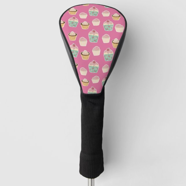 Rosa Cupcake-Muster Golf Headcover (Vorderseite)