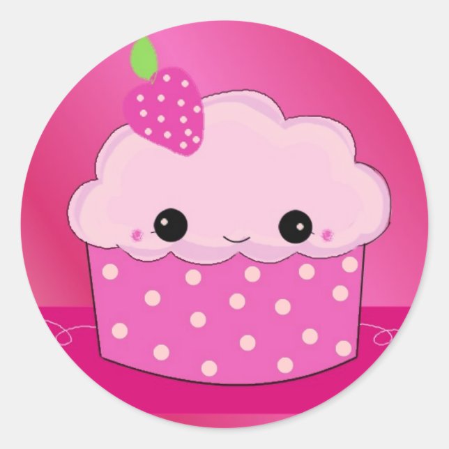 Rosa Cupcake Runder Aufkleber (Vorderseite)