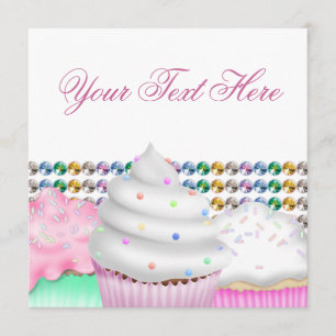 Rosa Cupcake Süßigkeitenbuffet-Party-Einladung Einladung