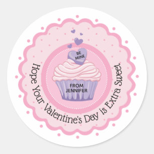 Rosa Cupcake Valentinstag Runder Aufkleber