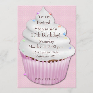 Rosa Cupcake zum Geburtstag Einladung