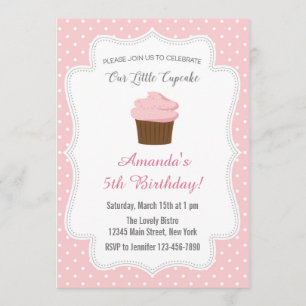 Rosa Cupcake zum Geburtstag Einladung